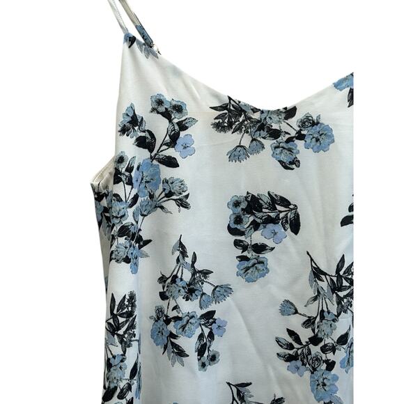 Pink Republic Floral Tank Top Medium White Blue Adjustable Straps Flowy Lined - Picture 2 of 7
